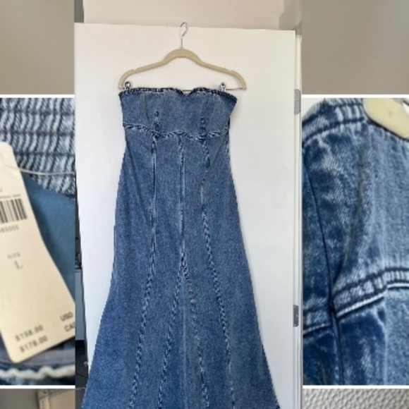 Strapless denim dress - Picture 3 of 12